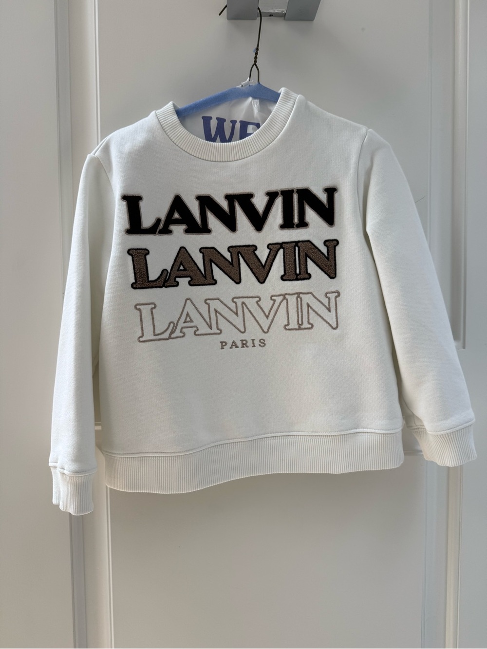 Boys Lanvin White Sweatshirt with Red and Blue Accents